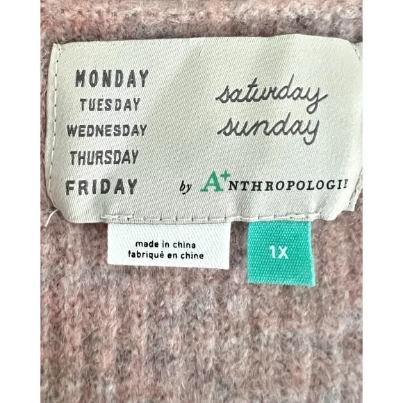 Anthropologie Saturday Sunday Virginia V Neck Sweater Plus Size 1X